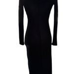 Elodie  Long Sleeve Bare Shoulder Velvet Bodycon Dress Twist Front Black XS Goth Photo 3