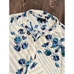 Banana Republic Blue Cream Lattice Floral Print Collar Classic Fit Blouse MEDIUM Photo 6