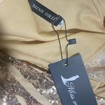 Miss Ord NWT Champagne Gold Sequined V-Neck dress long sleeve brand| women M Photo 7