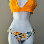 Zaful  Floral Yellow Braided 2 Piece Bikini Set‎ NWT Size 6 Photo 0
