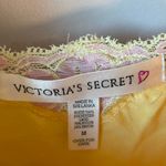 Victoria's Secret  Yellow Pink Satin Lace Lingerie Slip Chemise Dress Nightgown M Photo 2