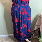 Gap  wrap Navy and Red Floral midi Dress, size large Photo 3