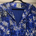 Jaase  Boho Floral Cropped Blue Zipper Jacket EUC Photo 4