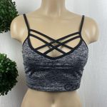 Calvin Klein Gray & Black Strappy Cropped Athletic Sport Bra Top M Photo 0