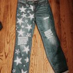 Star Printed High Waisted Jeans Blue Size 10 Photo 0