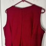 Tinley  Dress Womens Large Red Wool Sleeveless Sheath Pleated Knee Length Photo 6