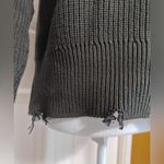 Bobi NWT  Black Shoulder Cut Out Distressed Turtleneck Sweater Army Green Size XL Photo 3