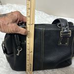 Fossil Black Pebble Leather Stitches Medium Shoulder Satchel HandBag Purse EUC. Photo 10