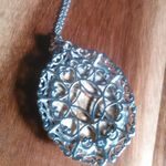 Picture Jasper Silvertone Pendant Stainless Steel Necklace Photo 3