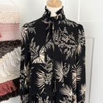 Ba&sh Eugenie Floral Tie Neck Long Sleeve Tiered Mini Dress Black Sz 8 Photo 3