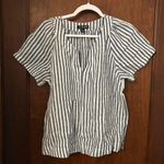 J.Crew Flutter-sleeve Linen V-neck Top In Stripe Size S Photo 1