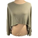 Versona New Waffle Knit Cropped Top Dolman Moss Green S Small Photo 0
