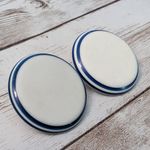 Vintage Clip On Earrings Large Cream & Blue Statement Circle Photo 3