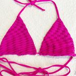 Good American Pink Jacquard Triangle Bikini Top Medium M NWT Photo 2