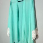 Show Me Your Mumu  Mint Green Cardigan Lace Trim Kimono Beach Coverup Size Small Photo 2