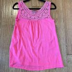 August Silk SALE  linen pink lace front tank size small Photo 0