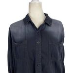 BDG Denim Ombre Shirt Womens Medium Long Sleeve Chambray Button Down Boxy Black Photo 4