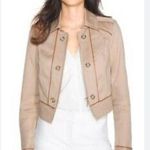 White House | Black Market Womens Sz 4 Cropped Tan Jacket Military Band Zip NWT Photo 0