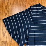 Charter Club Dots Stripes Floral Navy Blue Cream Flutter Sleeves Dress Size XXL Photo 5