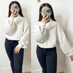 AGOLDE White Cotton Balloon Sleeve Turtleneck Sweatshirt Small Photo 4