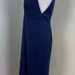 NICHOLAS Navy Crepe Deep V Gathered Sleeveless Dress Size 8 Formal Cocktail Blue Photo 9