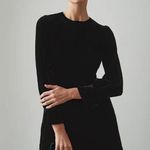 Reiss  Bianca Black Velvet Long Sleeve Mini Dress Photo 1