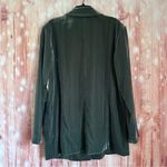 Open Edit  Green Relaxed Fit Velvet Blazer Photo 4