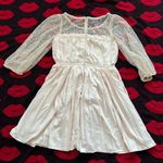 Japan Kawaii Beige Lace Floral Long Sleeve Dress S Photo 5