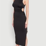 NEW Ambiance Drawstring Side Cut Out Midi Dress in Black Medium Photo 2