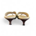 Cole Haan 90's VINTAGE  GREEN‎ LEATHER KITTEN SANDALS HEELS SLIDES SZ. 7. Photo 5