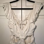Luxxel  White Linen Style Tiered Ruffle Mini Dress Size L Photo 4