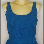 Loft Blue Silk Ruffle Neckline Tank Dress Photo 3