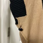 Ny Collection EUC ‎ women’s black tan buttoned crossover neck knit poncho sweater Photo 2