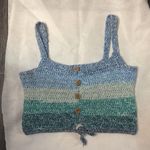 None Blue Gradient Knit Crop Top No Size Nautical Boho Coconut Girl Mermaid Rainbow Photo 4