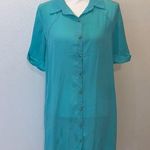 Tea N Rose blue lightweight button Down asymmetrical dress Photo 0