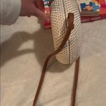 Round Woven Straw Crossbody Bag White Photo 2