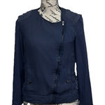 Life in Progress Moto Jacket Blue Vtg Y2k XS Womens Biker Grunge Edgy Forest Photo 0