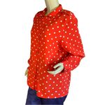 CHAUS NEW YORK VINTAGE 1980'S CHAUS RED WITH WHITE POLKA DOTS BUTTON FRONT BLOUSE (16) Photo 5