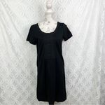 Gap  Black Short‎ Sleeve Button Neck Pintuck T-Shirt Dress Size 10 Photo 1