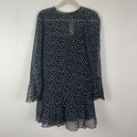 Theory  Marsh Starry Print Silk‎ Dress Black Sheer Long Sleeve Size 0 Whimsigoth Photo 1