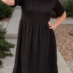Leia N Co Vivian Black‎ Eyelet Dress Size Medium Casual Modest Goth Boho Womens Black Photo 0