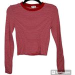 Heart & Hips  Red Striped Cropped Long Sleeve Top Size Small Photo 0