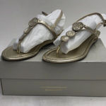 Marc Fisher  Giver Gold Embellished T-Strap Thong Sandals Women's Photo 0