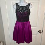 Aidan by Aidan Mattox Sleeveless Fit Flare Black Lace Mini Dress Fuschia Pink 4 Pink Photo 2