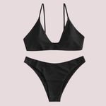 Zaful NWT Tie Back Padded High Cut Bralette Bikini - Lg Photo 1