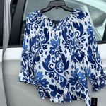 International concepts NWT INC Blue pattern Blouse M  Photo 7