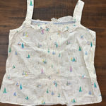 Tommy Hilfiger NWOT  Ivory Sleeveless Blouse Top Size 1X Button Up Back Sailboats Photo 0