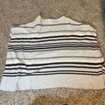 Loft  Women's Striped Poncho Sweater XS S Light Gray Black White Maroon Photo 7