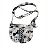 Vera Bradley Retired Camillia Saddle Crossbody Bag Purse Black Grey Floral Photo 1