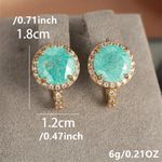 Gold Layered Green Druzy Gemstone Halo Earrings Sparkly Statement NWT Photo 3